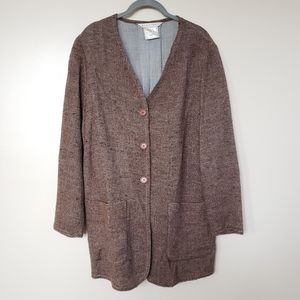 Max Studio Vintage Brown Tweed Long Line Blazer